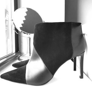 🌸Zara Black Leather & Suede Contrast Slip On Bootie Size 8